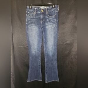 American Eagle Stretch Jeans Womens Size 4 Short W28 Original Boot Cut Med Wash
